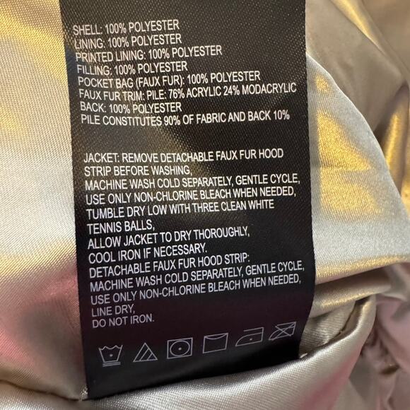 Laundry by Shelli Segal Beige Hooded Long Puffer Coat XS Cinched Waist - Picture 8 of 9